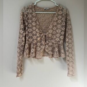 Charlotte Russe Crop Floral Lace Blouse